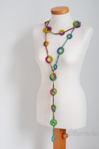 Crochet circle necklace, rainbow colors, N382