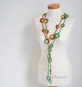Crochet circle necklace, rainbow colors, N393