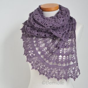 Lace crochet shawl, Purple,  P417