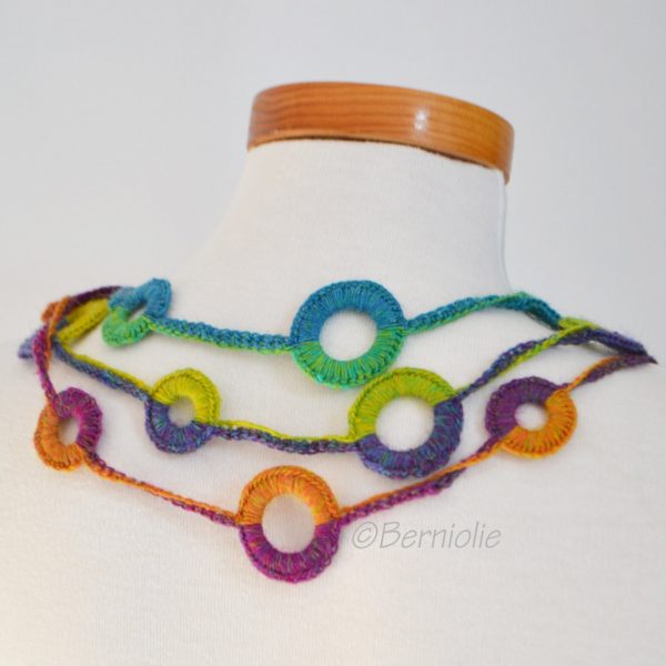 CIRCLES, Crochet necklace pattern, pdf