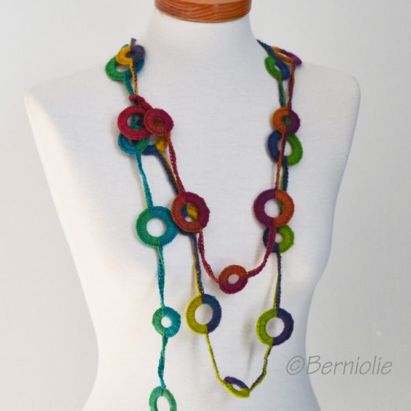 CIRCLES, Crochet necklace pattern, pdf