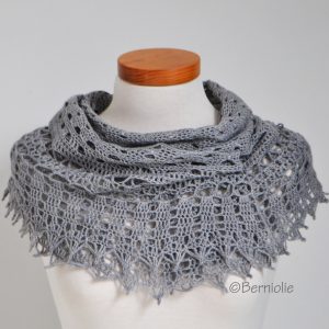 Crochet lace shawl, scarf, lace, grey, wool, P434