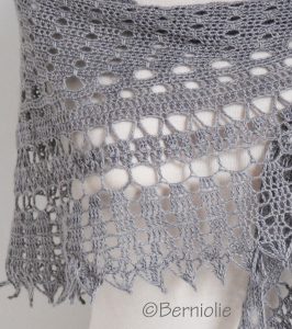 Crochet lace shawl, scarf, lace, grey, wool, P434